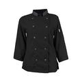 Kng Small Women's Active Black 3/4 Sleeve Chef Coat 2125BKSLS